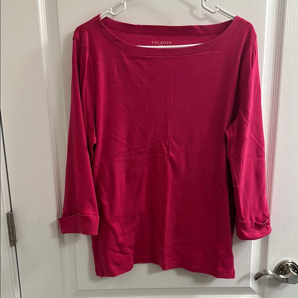 Talbots Pink 3/4 Sleeve Relaxed Blouse